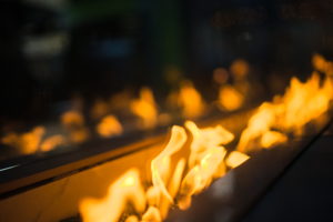 Flames at fire table