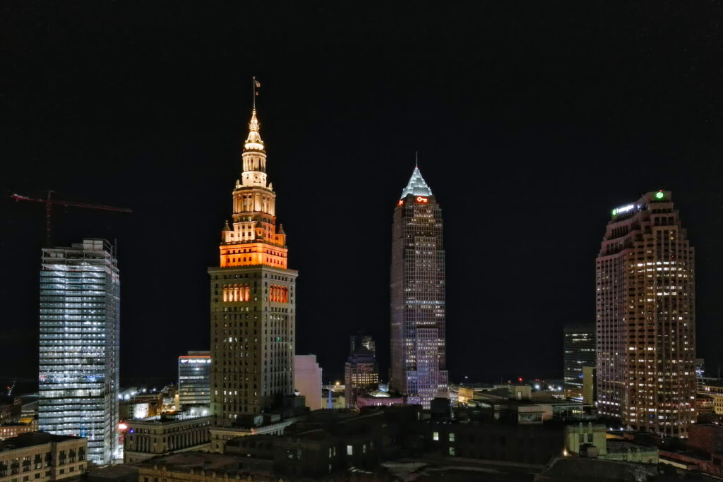 Cleveland's stand out skyline at night
